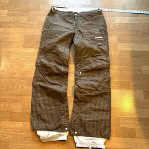 FOURSQUARE WOMENS SNOWPANTS SIZE LARGE BROWN PINSTRIPE